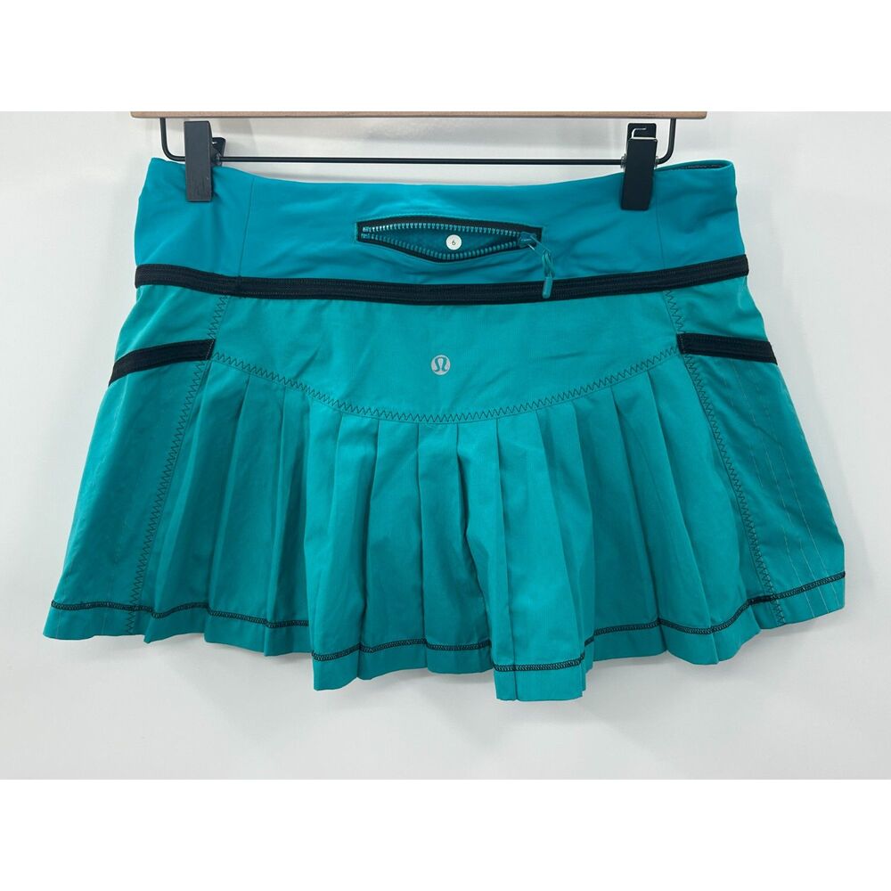 RARE Lululemon Run Reflection Skirt Oasis Aqua Blue Black Teal Size 6 Skort